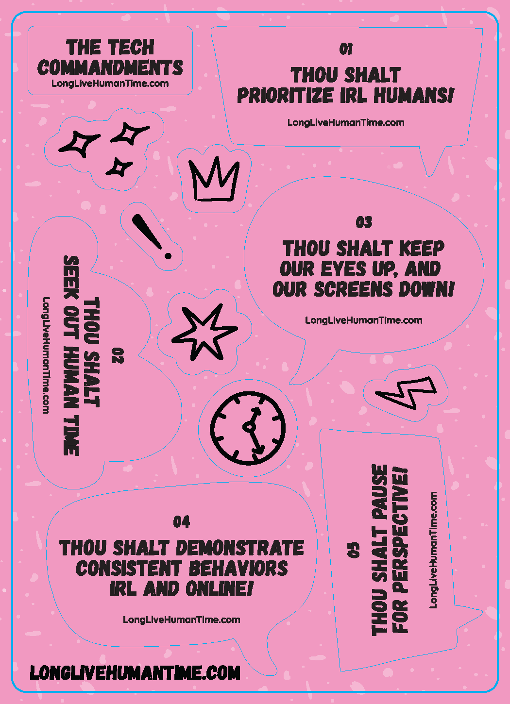 THE TECH COMMANDMENTS!--  (2 sticker sheets with all 10 Commandments!)