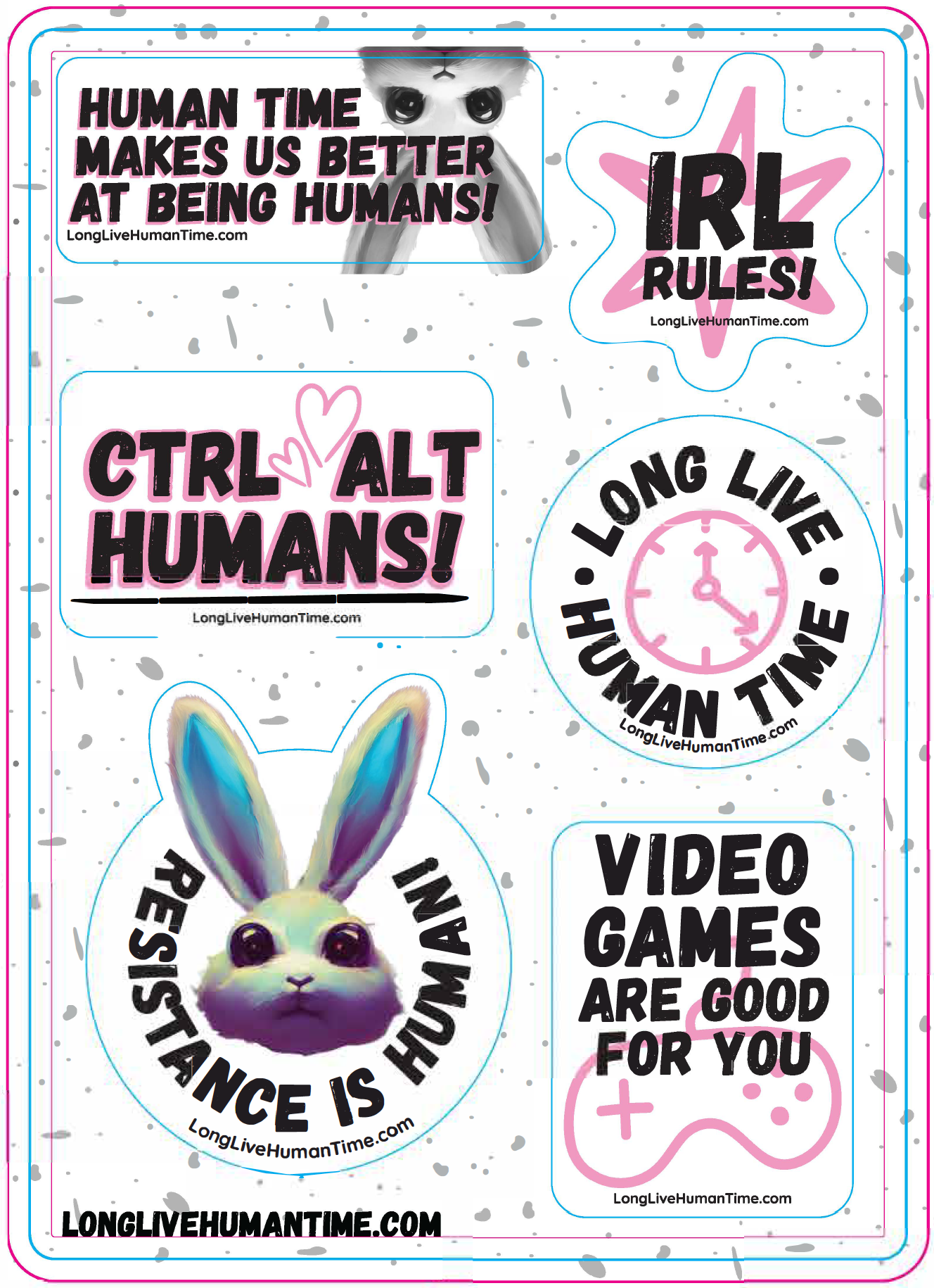 LONG LIVE HUMAN TIME STICKERS! -- Two Sticker Sheets