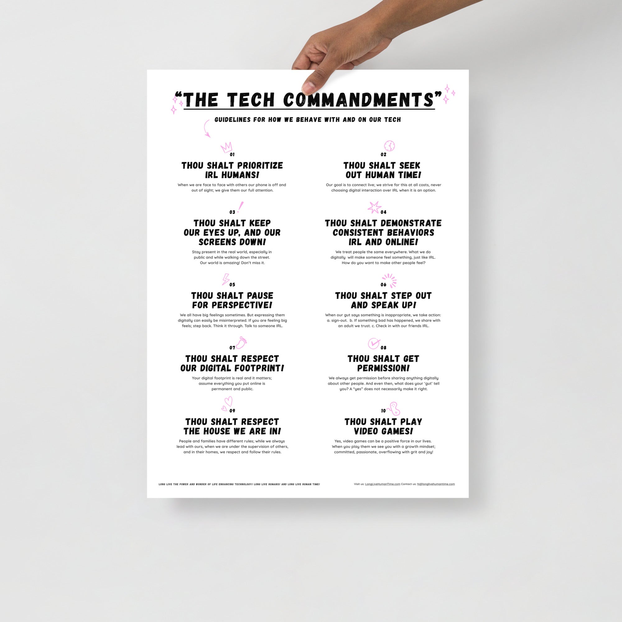 The Tech Commandments White 18x24