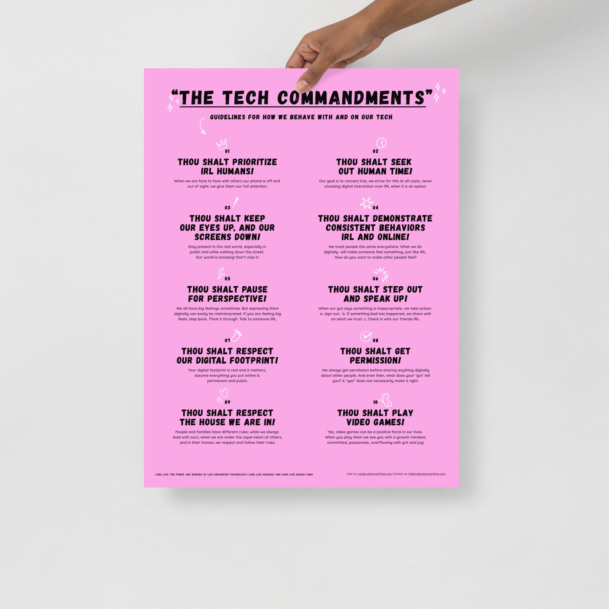 The Tech Commandments Pink 18x24