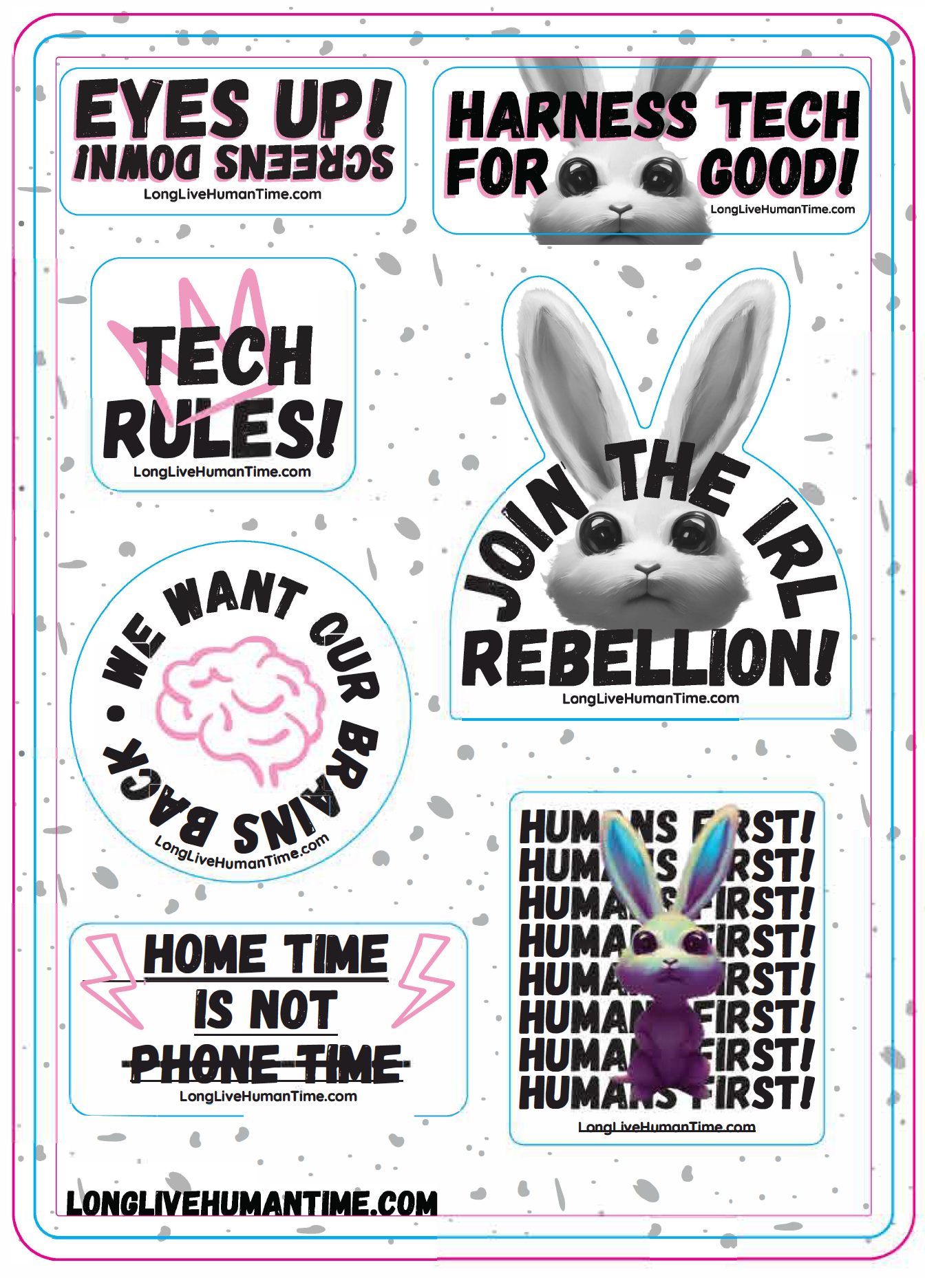 LONG LIVE HUMAN TIME STICKERS! -- Two Sticker Sheets