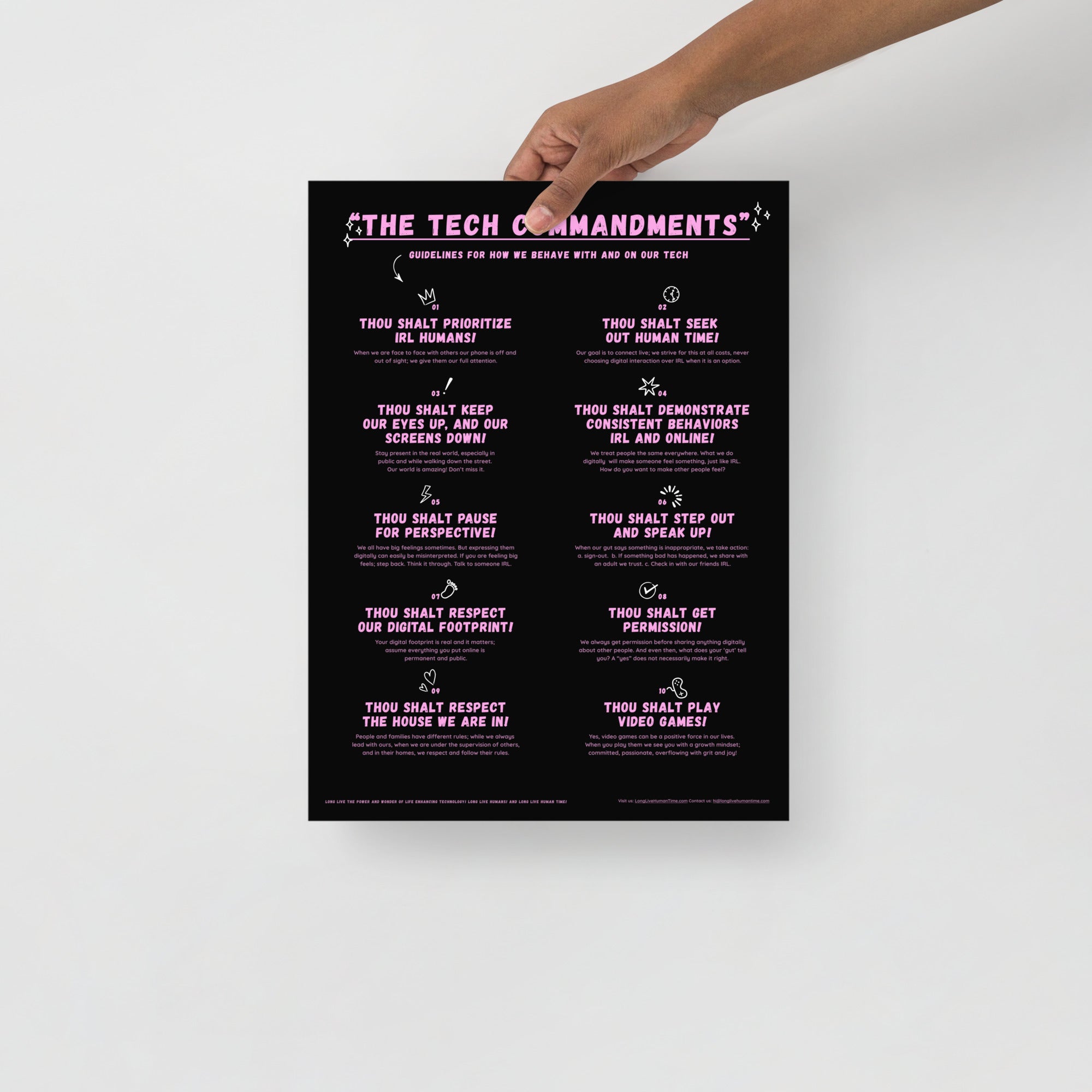 The Tech Commandments Black Pink 12x16