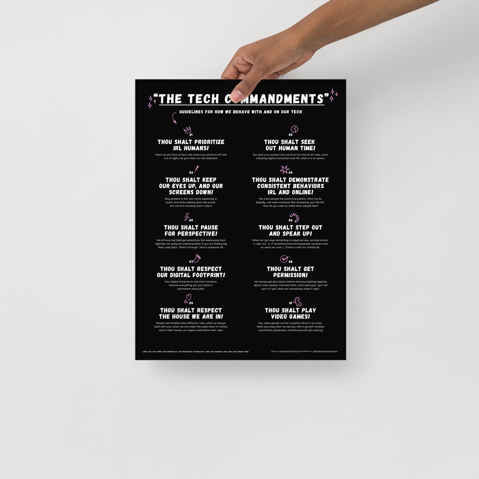 The Tech Commandments Black White 12x16