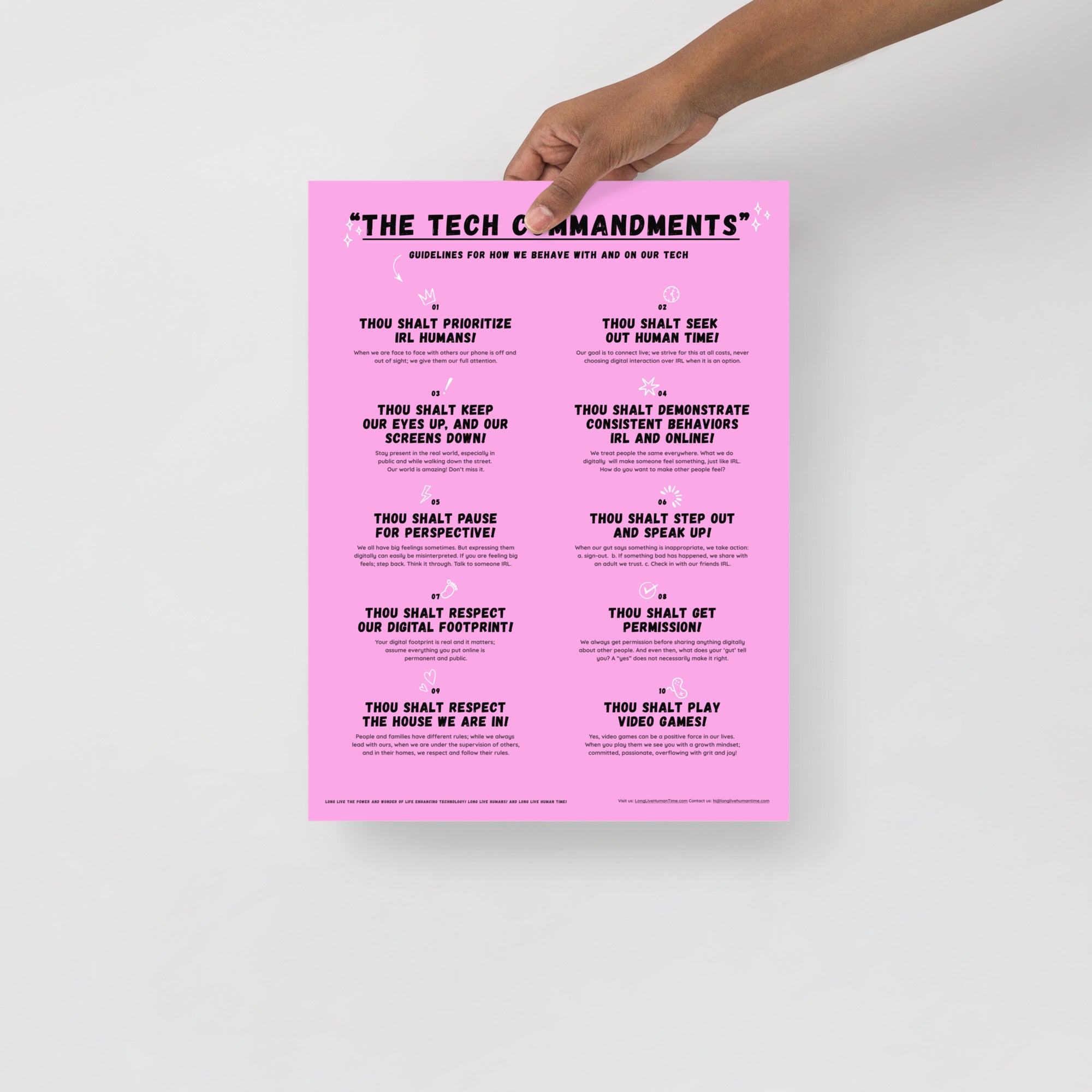 The Tech Commandments Pink 12x16