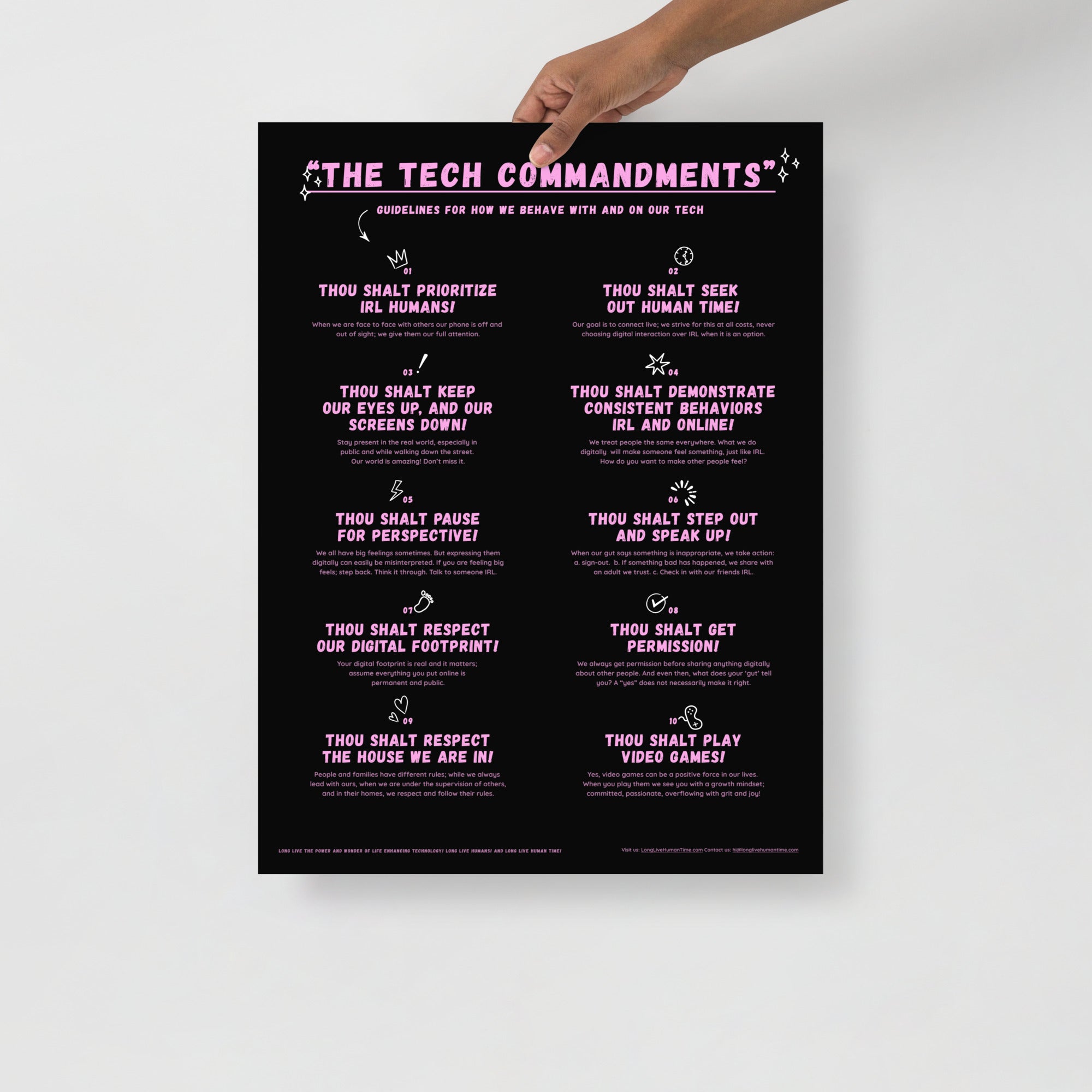 The Tech Commandments Black Pink 18x24